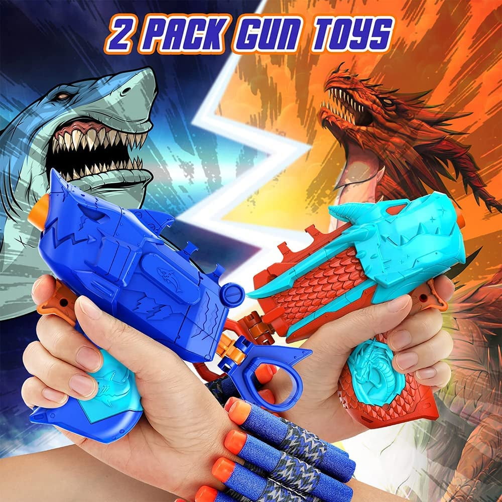 Electronic Shooting Target with 2 Foam Blaster Toy, Scoring Auto Reset Digital Targets for Nerf Blaster Toys with 24 Refill Darts & 2 Dart Bands, Ideal Gift Toy for Kids-Boys & Girls