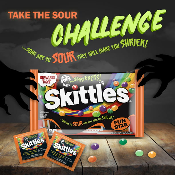 Skittles Shriekers Sour Halloween Chewy Candy Fun Size Bag - 10.72 oz