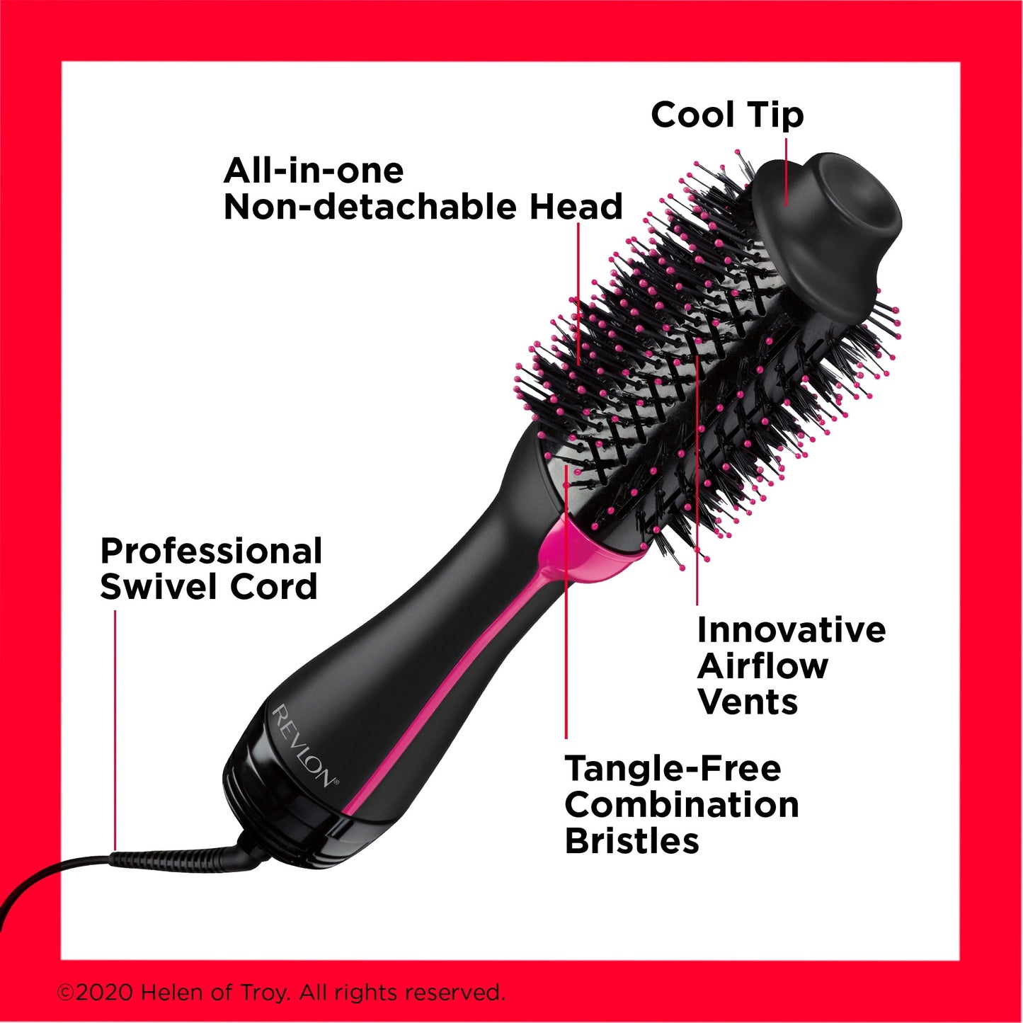 Revlon One-Step Ceramic Hair Dryer & Volumizer Hot Air Brush, Black
