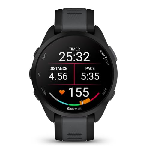 PlayBetter Garmin Forerunner 165 (Black/Slate Gray) Running GPS Watch Gift Box Bundle - AMOLED Touchscreen, 11-Day Battery, Training and Recovery - Includes HD Screen Protectors, Wall Adapter and Case