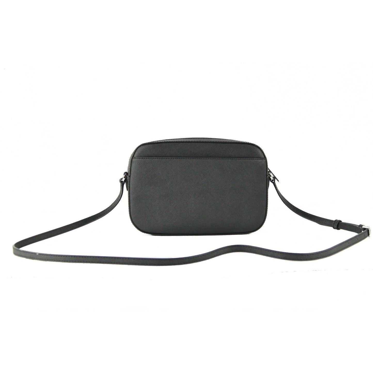 Michael Kors Jet Set Item Large East West Saffiano Leather Zip Chain Crossbody Handbag (Black Solid/Silver)