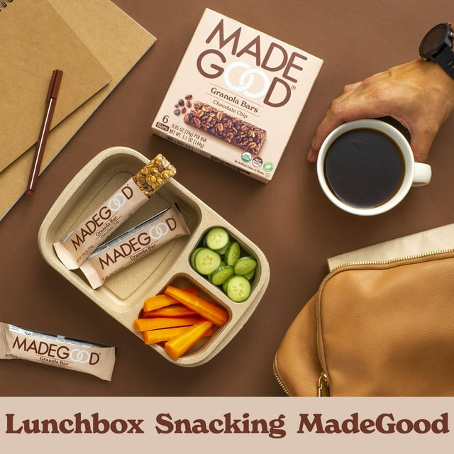 MadeGood Chocolate Chip Granola Bars, 6 Healthy Snack Bars, 0.85 oz Each