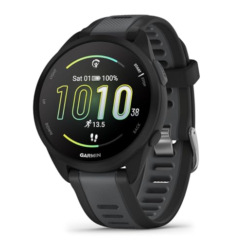PlayBetter Garmin Forerunner 165 (Black/Slate Gray) Running GPS Watch Gift Box Bundle - AMOLED Touchscreen, 11-Day Battery, Training and Recovery - Includes HD Screen Protectors, Wall Adapter and Case