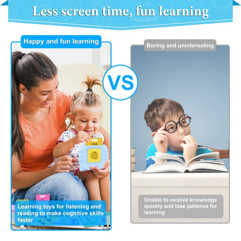 MAGOTAN Talking Flash Cards Learning Toys for 1-6 Years Old Boys Girls, Educational Toddlers Toys for Kids,Speech Therapy Toys Autism Toys Christmas Birthday Gifts for Toddler Boys Girls (Blue)