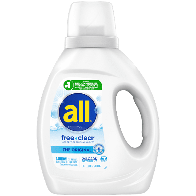 all Liquid Laundry Detergent, Free Clear for Sensitive Skin, 36 Fluid Ounces, 24 Loads
