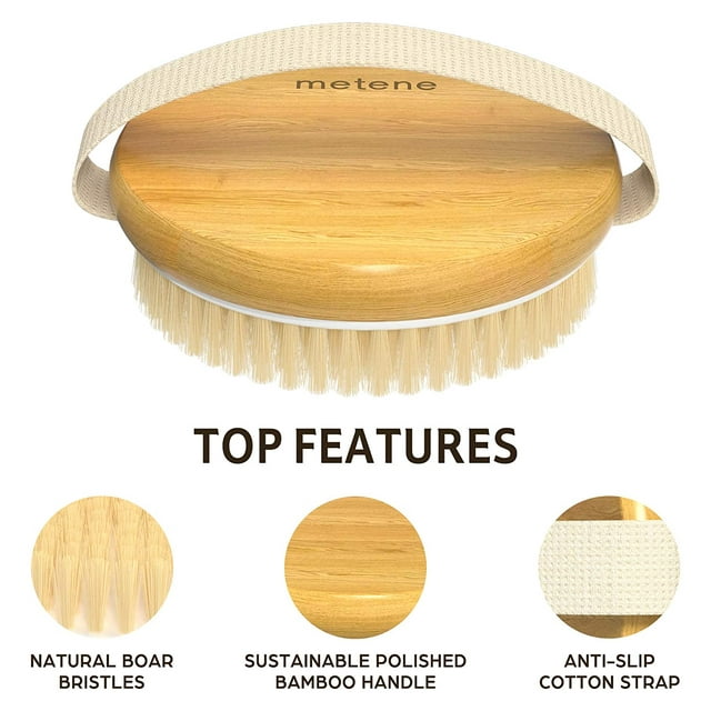 Metene 2 Pack Dry Body Brush, Shower Brush Wet and Dry Brushing, Dry Brush for Cellulite