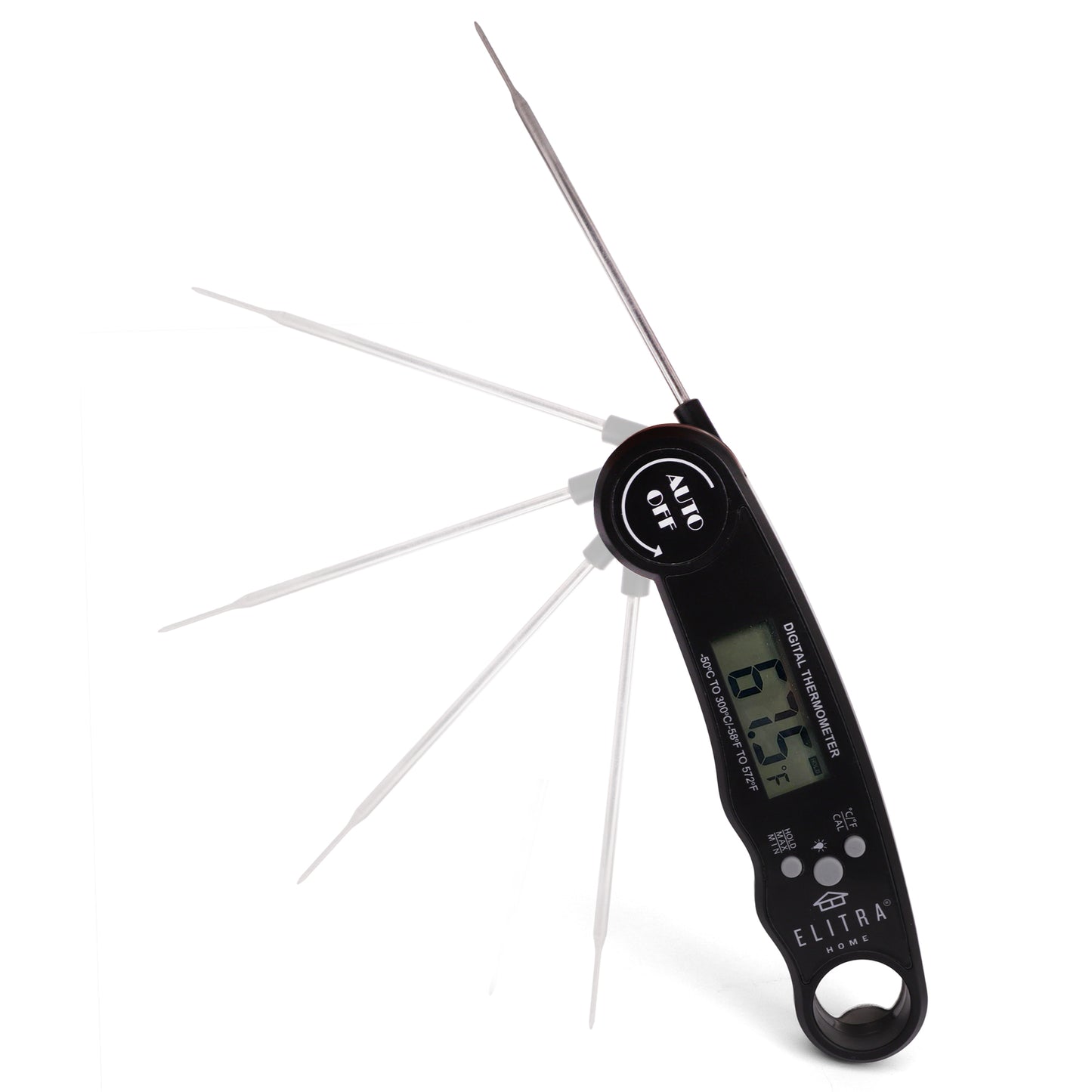 Elitra Home Instant Digital Meat Thermometer, Ultra Fast Precise Waterproof Food Thermometer, Black
