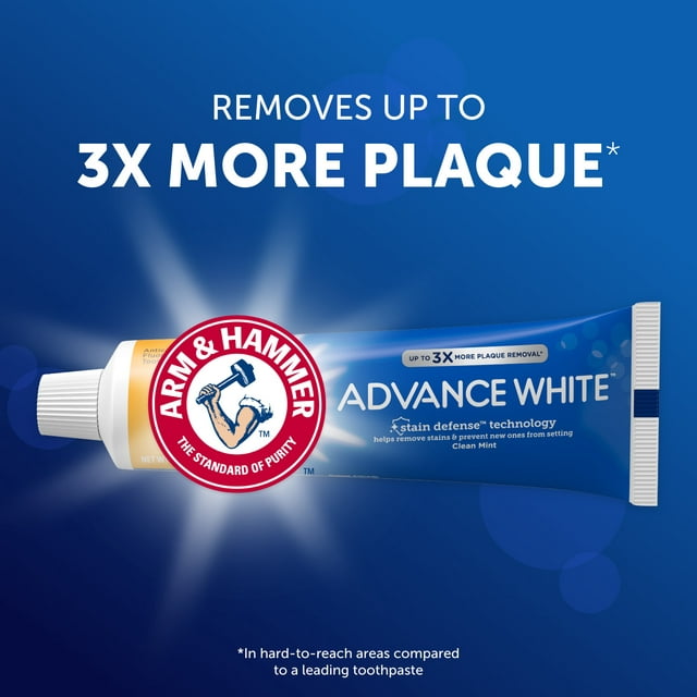 ARM & HAMMER Advanced White Extreme Whitening Toothpaste, TWIN PACK (Contains Two 6oz Tubes) -Clean Mint- Fluoride Toothpaste