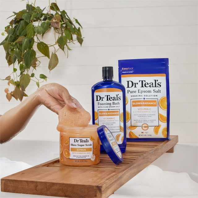 Dr Teal's Shea Sugar Body Scrub, Citrus with Essential Oils & Vitamin C, 19 oz