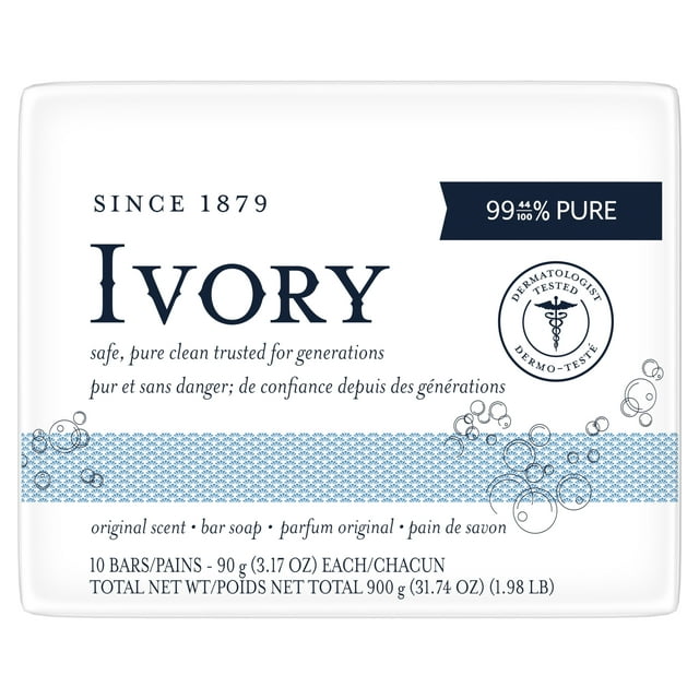 Ivory Bar Soap with Original Scent, 3.17 oz, 10 Count