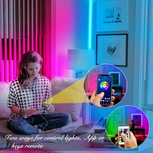 DAYBETTER Led Strip Lights, 100ft Light Strips with App Control Remote, 12V 5050 RGB Led Lights for Bedroom, Music Sync Color Changing Lights for Room Party (540leds)