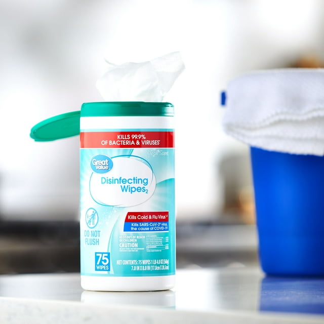 Great Value Fresh Scent Disinfecting Wipes, 75 count, 1 lb 5.5 oz