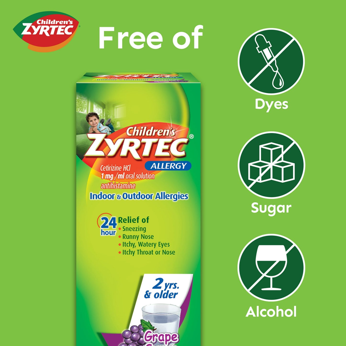 Children's Zyrtec 24 Hour Allergy Relief Syrup, Grape Flavor, 4 fl. oz