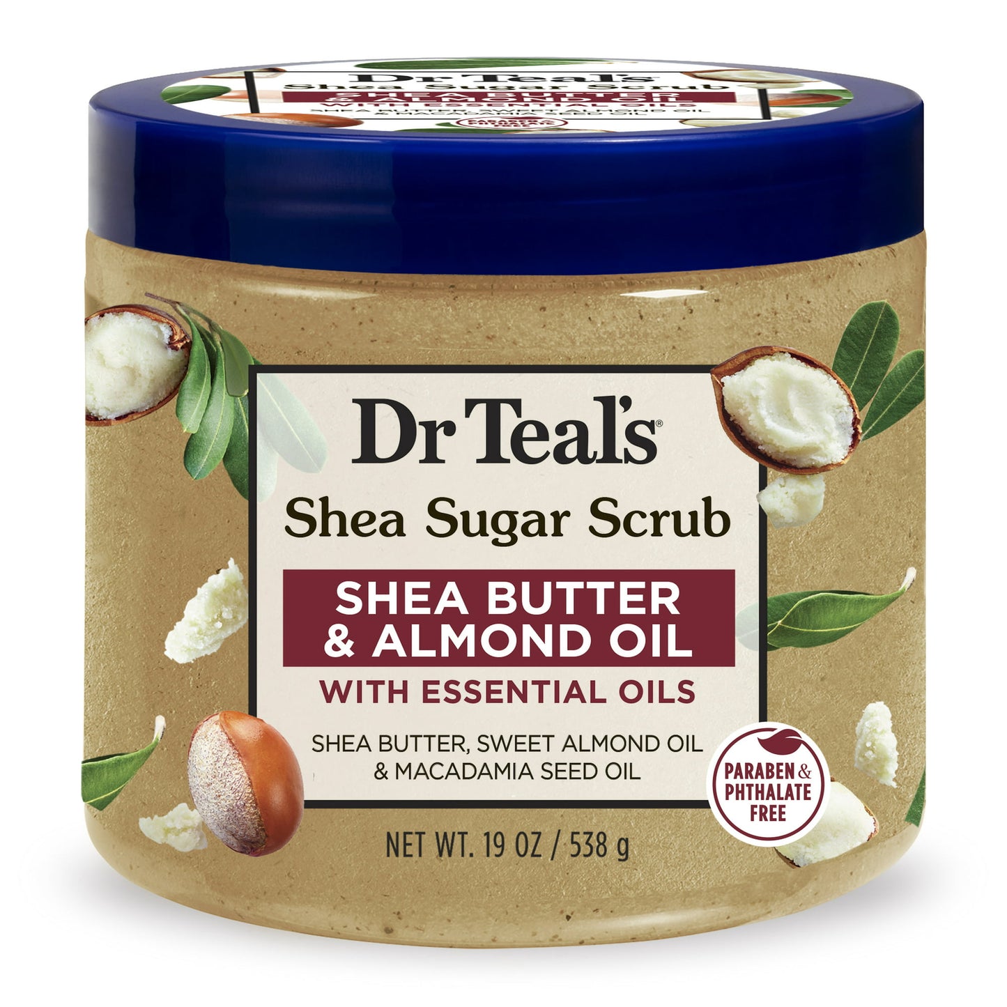 Dr Teal's Shea Sugar Body Scrub with Shea Butter, Almond Oil and Essential Oils, 19 oz