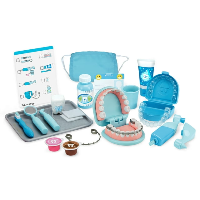 Melissa and Doug Super Smile Dentist Kit With Pretend Play Set of Teeth And Dental Accessories (25 Toy Pieces)