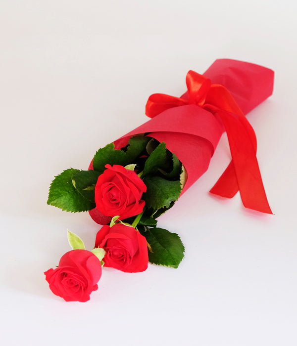 Red Passion - Three Long Stem Red Roses
