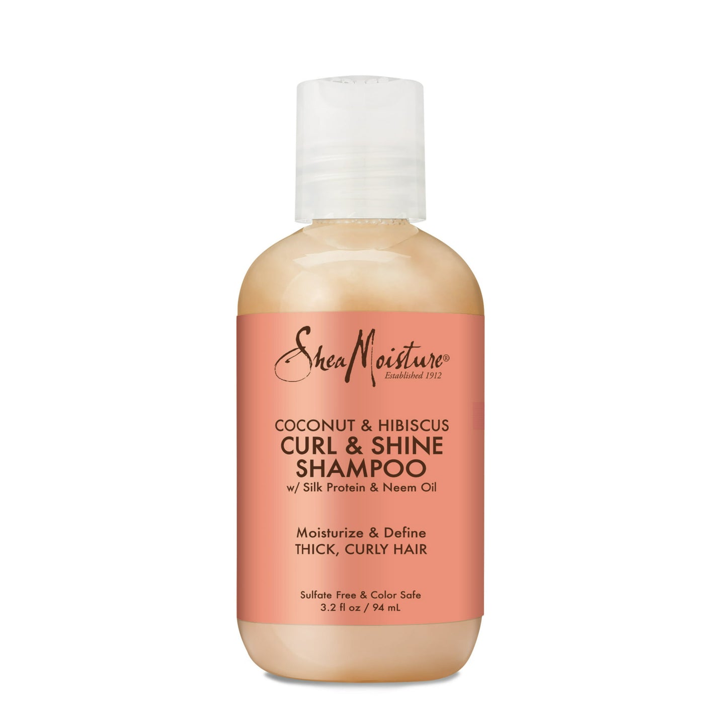 SheaMoisture Coconut and Hibiscus Curl and Shine Shampoo for Thick and Curly Hair 3.2 oz