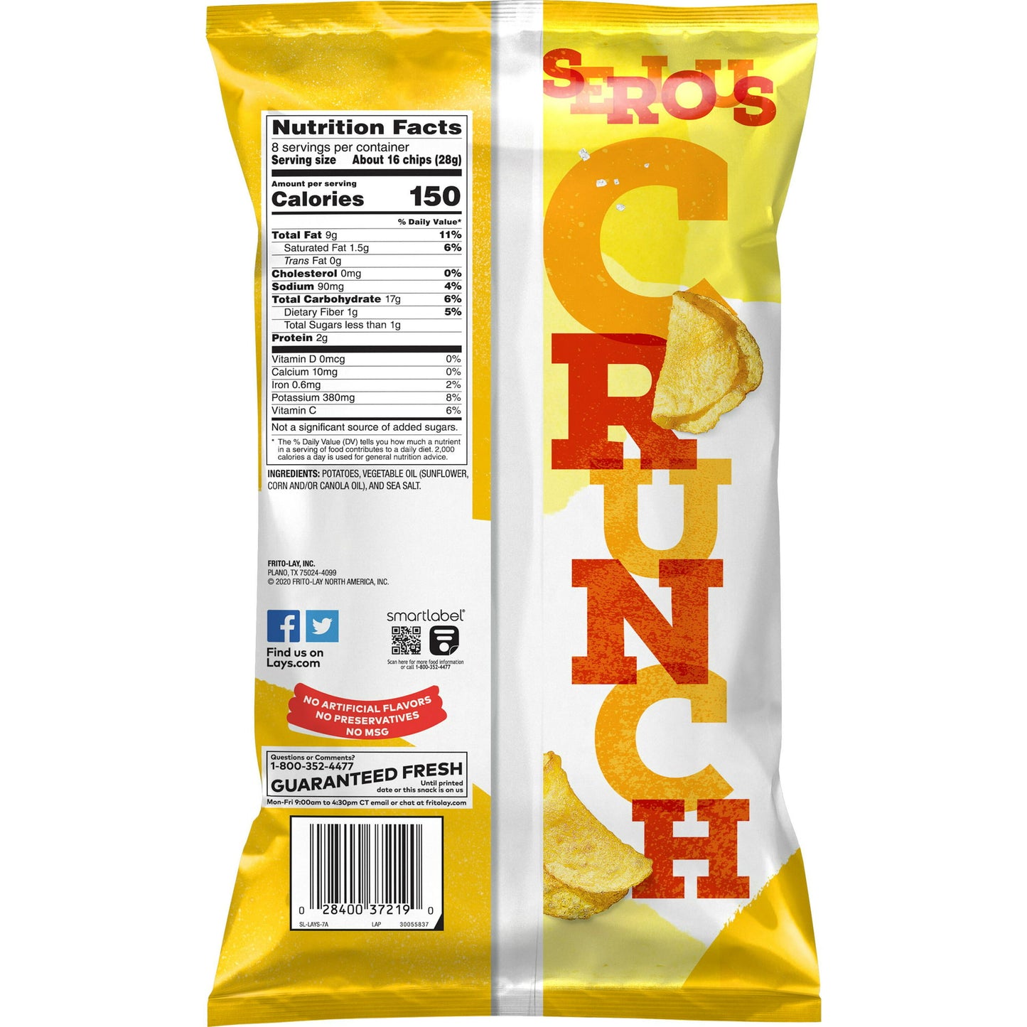 Lay's Kettle Cooked Original Potato Snack Chips, 8 oz Bag