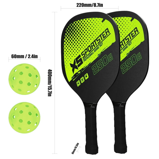 Eccomum Pickleball Rackets Set Pickleball Paddle Set of 2 Rackets and 4 Pickleballs Balls Pickle-Ball Racquet with Balls Sports Accessory
