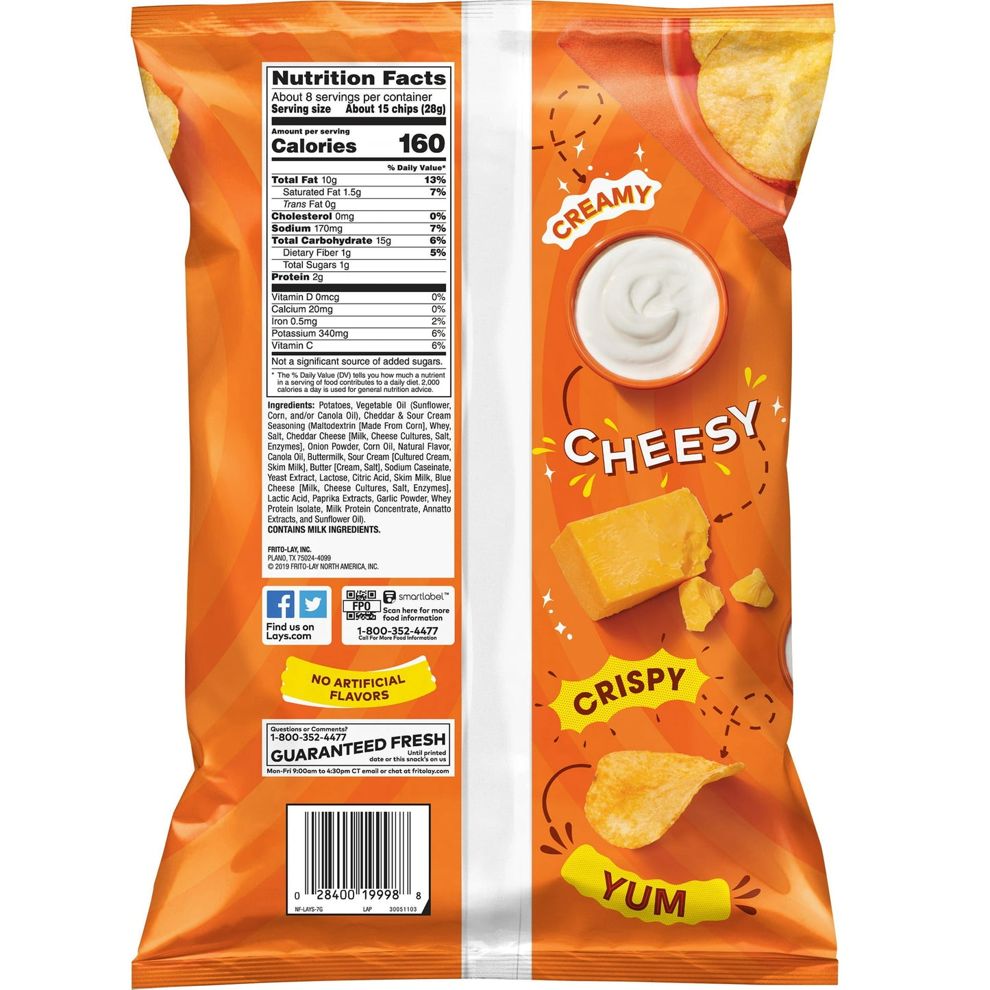 Lay's  Potato Chips, Cheddar and Sour Cream, 7.75 Oz