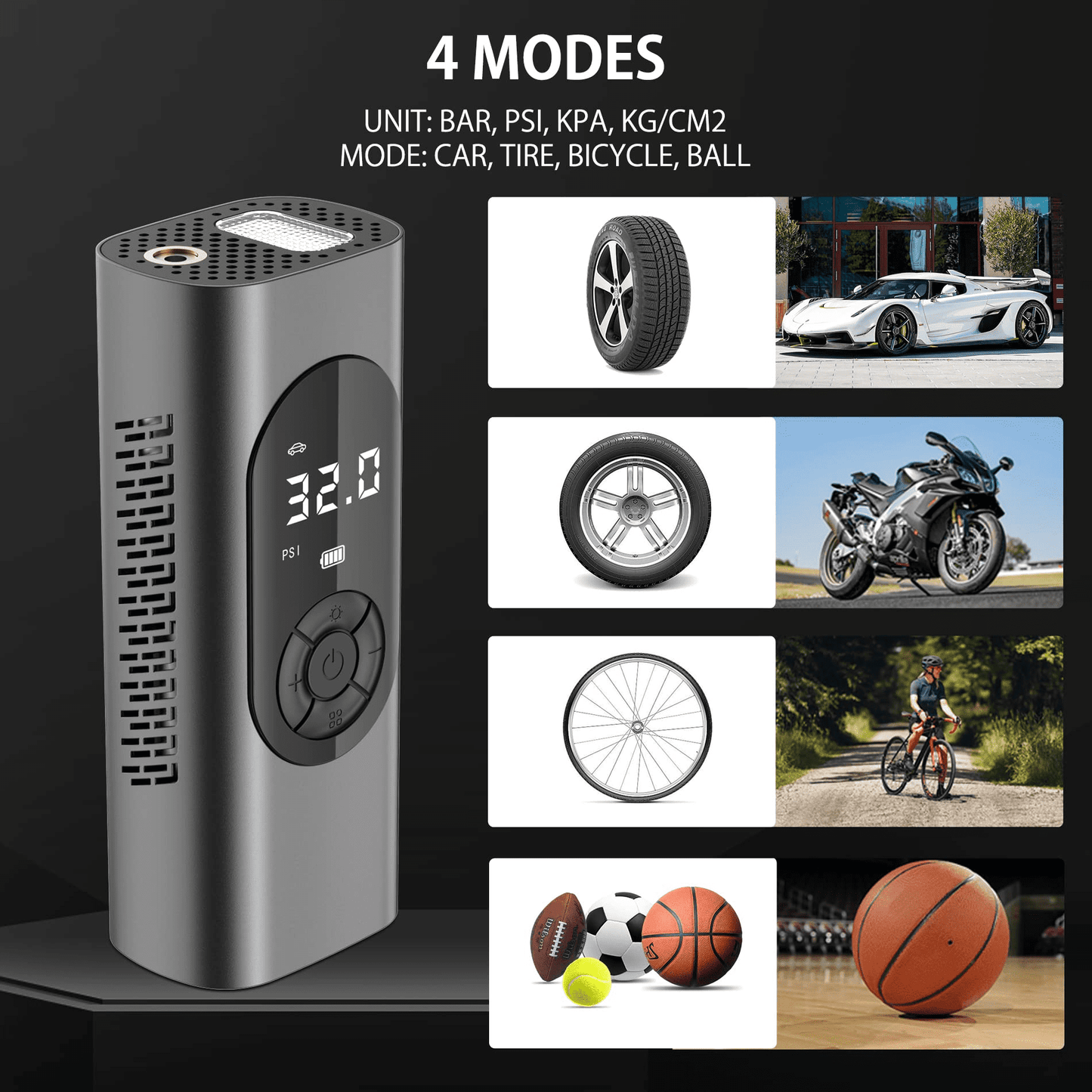 Cordless Tire Inflator, Yyton 150Psi Air Pump for Car Tires with 6000mAh Rechagable Battery and LED Light Suitable for Cars, Bikes, Balls, Motorcycles