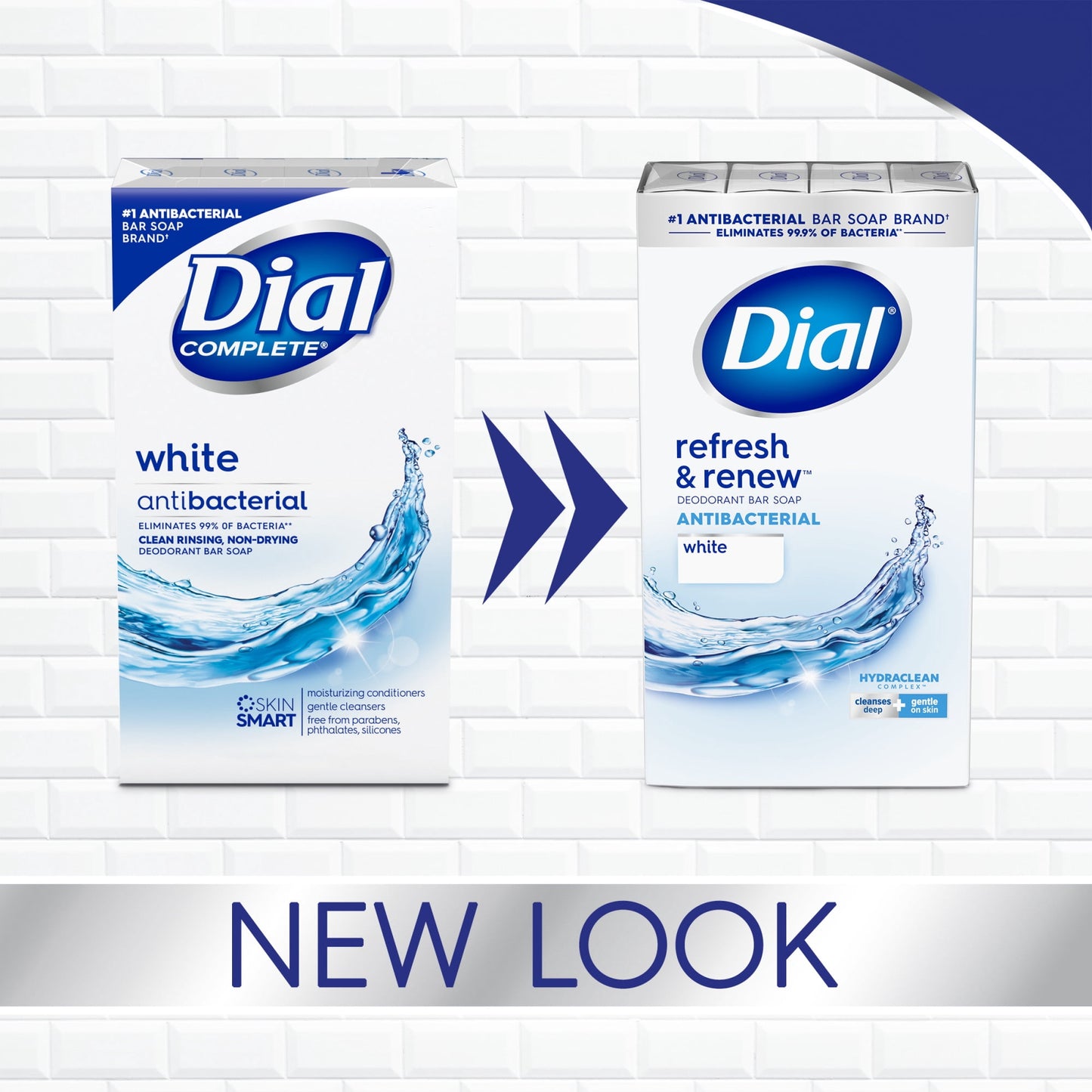 Dial Antibacterial Bar Soap, Refresh and Renew, White, 4 oz, 12 Bars