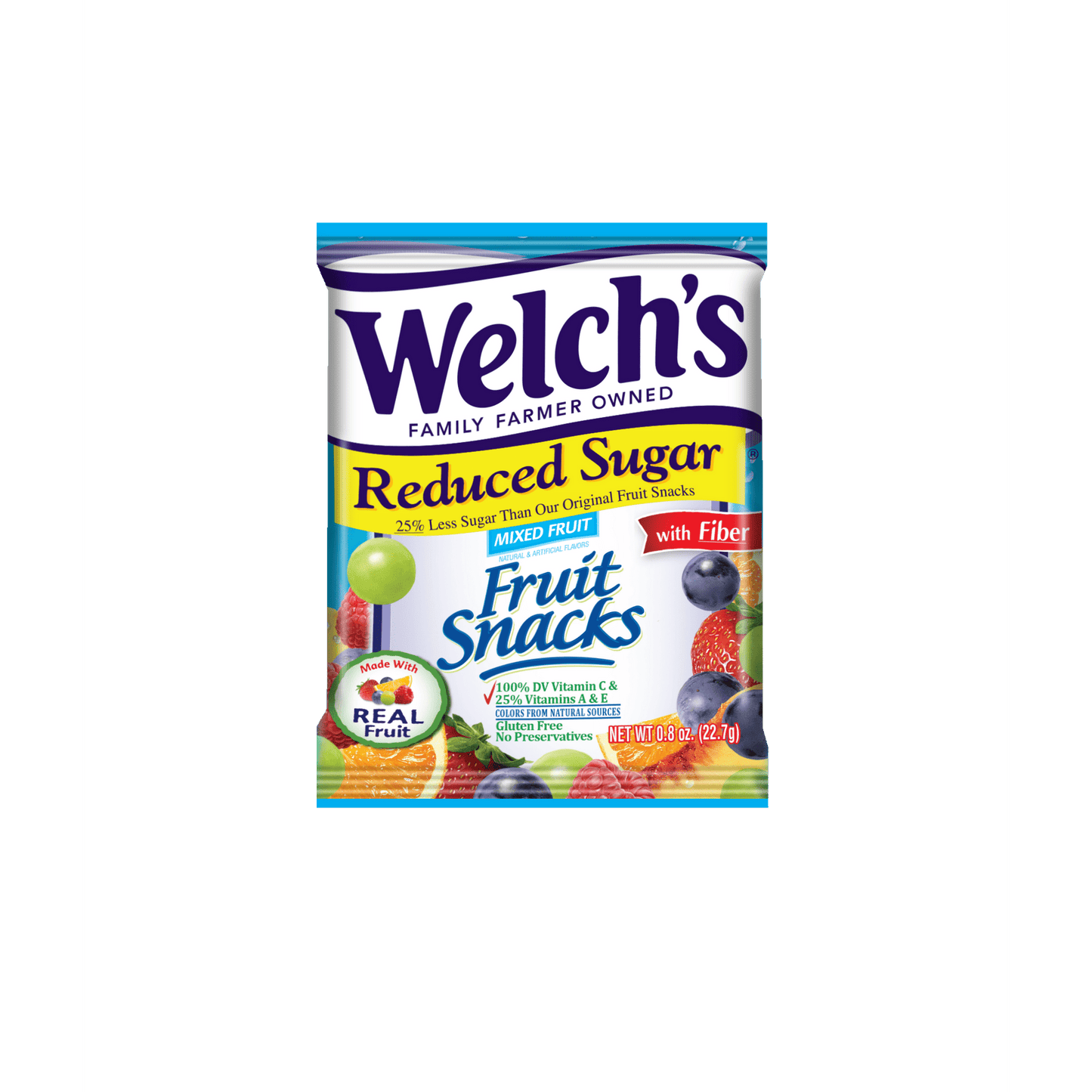 Welch's Reduced Sugar Mixed Fruit Fruit Snacks 0.8oz Pouches - 8Ct Box