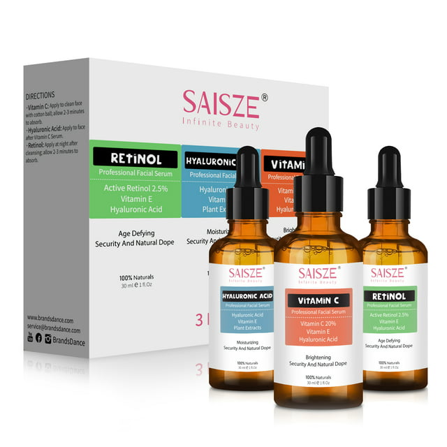 Saisze Anti Aging Serum Kit Face Serum Facial Serum, Retinol Serum and Vitamin C Serum and Hyaluronic Acid Serum, for Firming, Hydrating for Face Day and Night, Facial Serum Gift Setf