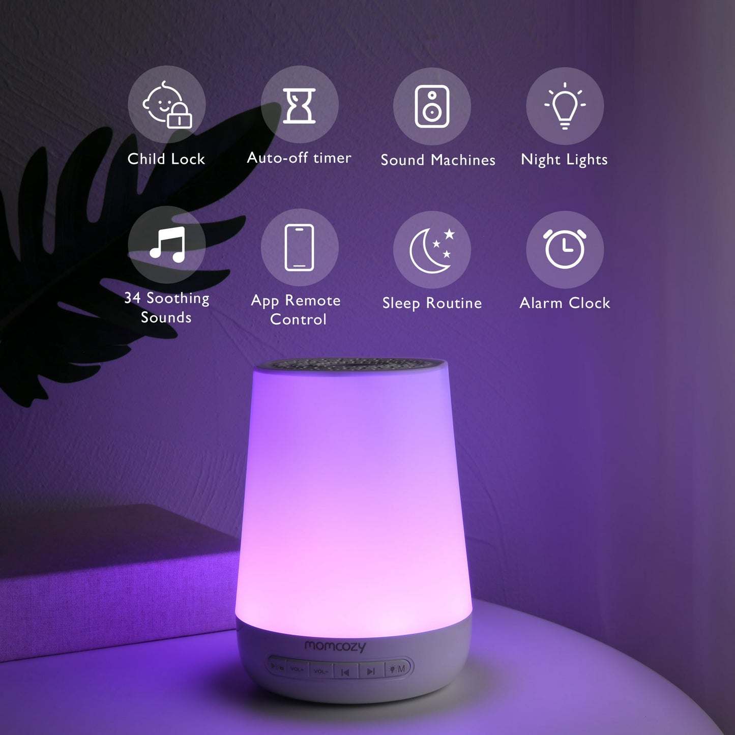 Momcozy Baby Sound Machine, Baby Soother With Rest Night Light, White Noise Machine