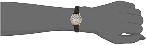 Timex Women's T2J761 Indiglo Leather Strap Watch, Honey Brown/Gold-Tone