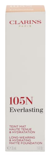 Clarins Everlasting Foundation | Full Coverage and Long-Wearing | Hides Imperfections, Evens Skin Tone and Hydrates | Natural, Matte Finish | Transfer-Proof, Sweat-Proof, Smudge-Proof | 1 Fl Oz