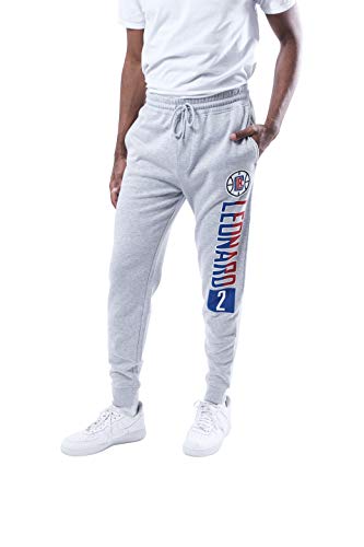 Ultra Game NBA Los Angeles Clippers - Kawhi Leonard Mens Active Fleece Jogger, Heather Charcoal, Large