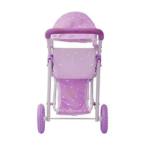 Olivia's Little World - Twinkle Stars Princess Baby Doll Jogging Stroller, fits Dolls up to 18 inches, Purple/White