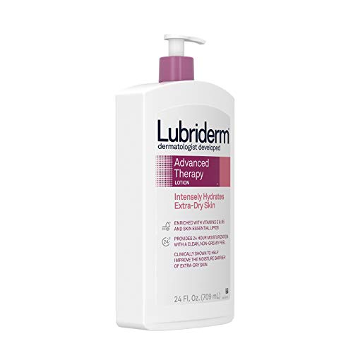 Lubriderm Advanced Therapy Fragrance-Free Moisturizing Lotion with Vitamins E and Pro-Vitamin B5, Intense Hydration for Extra Dry Skin, Non-Greasy Formula, Pack of Three, 3 x 24 fl. oz