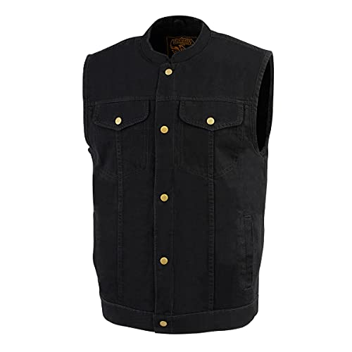 Milwaukee Leather DM2238 Men's Black Denim Snap Front Club Style Vest - XX-Large