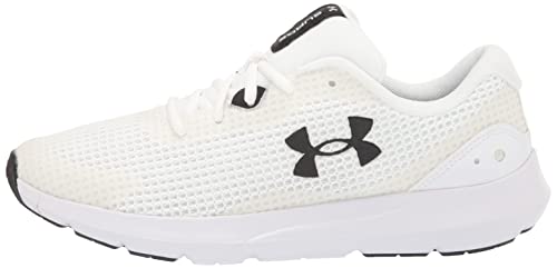 Under Armour Women's Surge 3 Running Shoe, White (100)/Black, 10.5