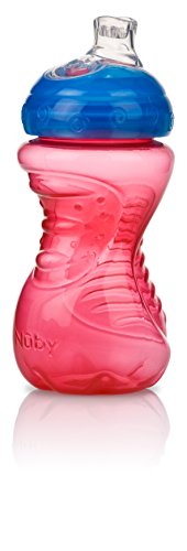 Nuby 2-Pack No-Spill Super Spout Easy Grip Cup, 10 Ounce, 6 Months +, Red and Blue