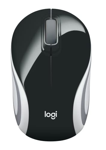 Logitech Wireless Mini Mouse M187 Ultra Portable, 1000 DPI Optical Tracking, 3-Buttons, PC/Mac/Laptop - Black/White