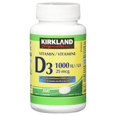 (Twin Pack) 2 x Kirkland Signature Vitamin D3 1000IU/25mcg, 360 tablets