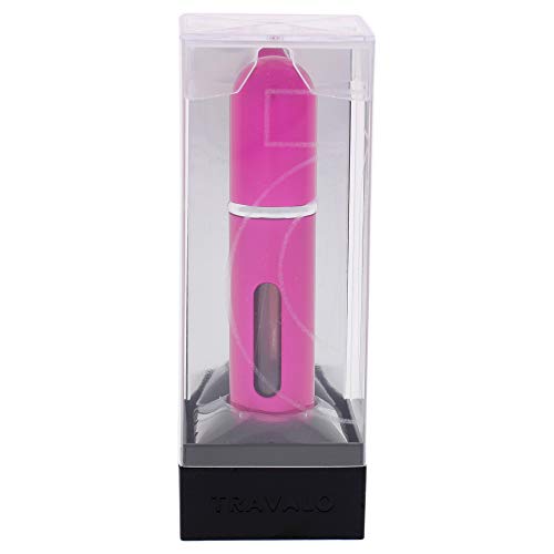 Travalo Classic Perfume Atomizer - U refill system - Elegant Metal Travel Atomiser - TSA Flight Approved Portable Mini Refillable Empty spray Bottle - Glass-free Scent Pump Case - Pink 0.17 oz / 5ml