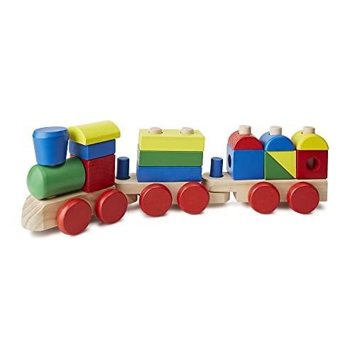 Melissa and Doug Stacking Train - Classic Wooden Toddler Toy (18 pcs) - Wooden Train Set, Wooden Sorting and Stacking Toys For Toddlers Ages 2+