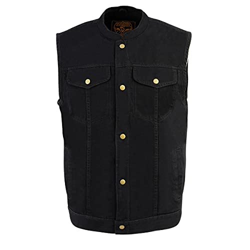 Milwaukee Leather DM2238 Men's Black Denim Snap Front Club Style Vest - XX-Large