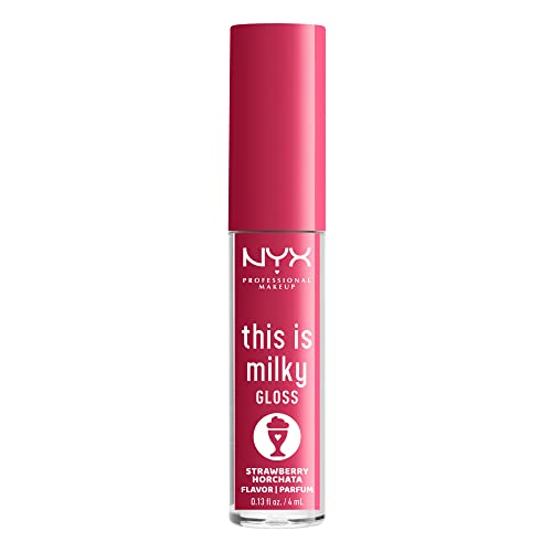 NYX PROFESSIONAL MAKEUP This Is Milky Gloss, Lip Gloss with 12 Hour Hydration, Vegan - Strawberry Horchata (Mauve Pink)