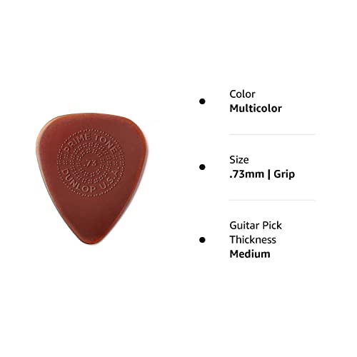 JIM DUNLOP Primetone Standard .73mm Sculpted Plectra with Grip, 12 Pack