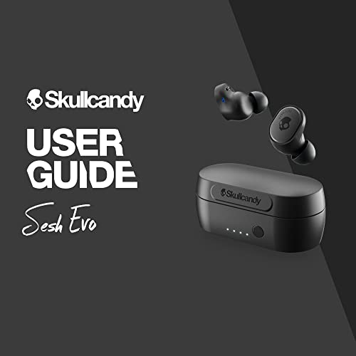 Skullcandy Sesh Evo True Wireless In-Ear Bluetooth Earbuds Compatible with iPhone and Android / Charging Case and Microphone / Great for Gym, Sports, and Gaming IP55 Water Dust Resistant - Black