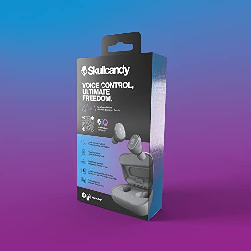 Skullcandy Grind True Wireless In-Ear Bluetooth Earbuds Compatible with iPhone and Android / Charging Case and Microphone / Great for Gym, Sports, and Gaming, IP55 Water Dust Resistant - Grey
