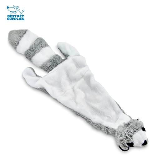 Best Pet Supplies 2-in-1 Stuffless Squeaky Dog Toys with Soft, Durable Fabric for Small, Medium, and Large Pets, No Stuffing for Indoor Play, Holds a Plastic Bottle - Raccoon, Large