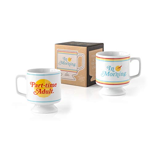 Brass Monkey Part-time Adult Ceramic Mug from Stackable Ceramic Coffee Mug with Plenty of Vintage Charm, Holds 10 oz, Dishwasher Safe, Coffee Cup with Double-Sided Artwork, Makes a Great Gift!