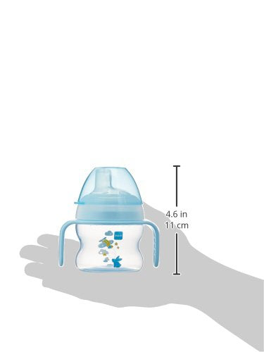 MAM Starter Cup (1 Count), MAM Sippy Cup, Drinking Cup with Extra-Soft Spill-Free Spout and Non-Slip Handles, for Boys 4+ Months, Five Ounces, Blue