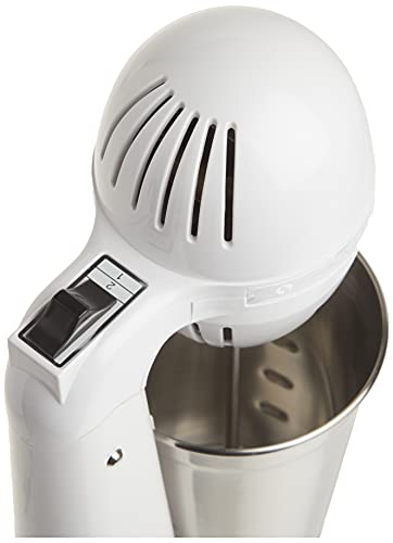 Hamilton Beach 727B DrinkMaster Electric Drink Mixer, Restaurant-Quality Retro Milkshake Maker and Milk Frother, 2 Speeds, Extra-Large 28 oz. Stainless Steel Cup, White
